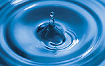 Ein Wassertropfen erzeugt eine kreisrunde Welle