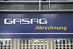 Schild mit der Aufschrift: 'GASAG Abrechnung'