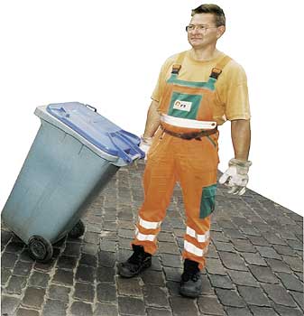Müllmann mit Container