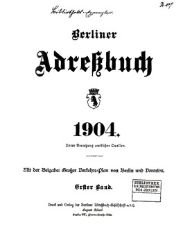 Titelseite des Adressbuches von 1904
