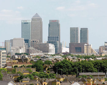 Panoramaaufnahme von den Londoner Docklands