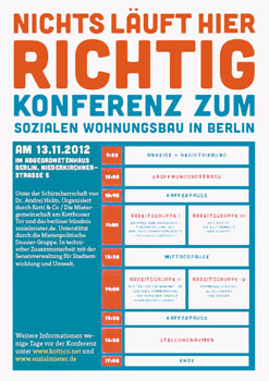 Plakat zu einer Konferenz zum Sozialen Wohnungsbau im vergangenen November