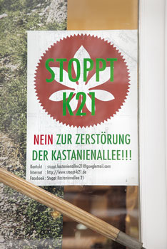 Plakat 'Nein zur Zerstörung der Kastanienallee'
