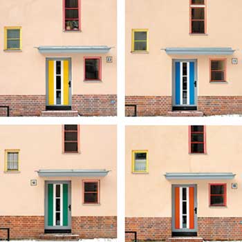 Ausgeklügeltes Farbschema, strikte Reglements: Haustüren in der Wohnstadt Carl Legien