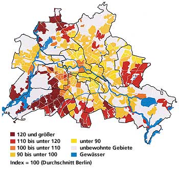 Grafik: Durchschnittliche Kaufkraft pro Einwohner in Berlin 2008