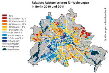 Grafik zum Mietpreisniveau für Wohnungen in Berlin