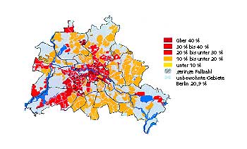 Grafik zum Verhältnis von Angebotsmieten und Haushaltseinkommen in den grenzen Berlins
