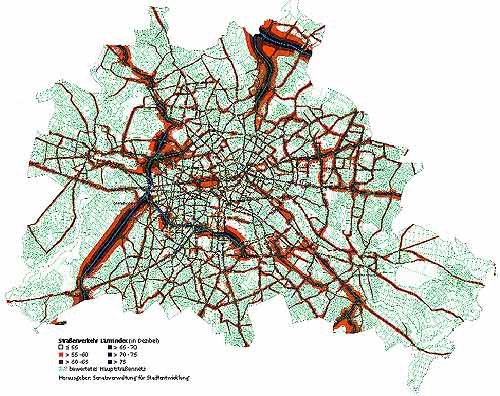 Lärmindex Straßenverkehr, Übersichtskarte von Berlin