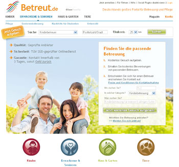 Internetseite von 'betreut.de'