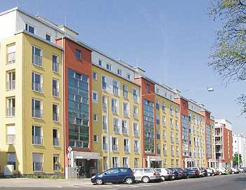 Wohnhäuser des Passivhausprojektes Sophienhof in Frankfurt