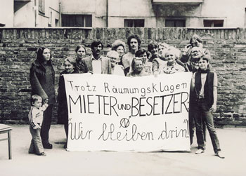 Protest von Hausbesetzern in den 80er Jahren