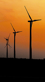 Windkraftanlagen im Abendrot