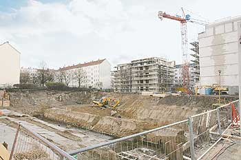Baugrube an der Kollwitzstraße, Ecke Belforter Straße