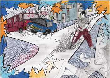 'Lärm in meinem Leben': Zeichnung der Schülerin Charis Wolf