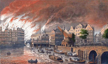 Gemälde des Hamburger Brandes von 1842