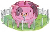 Illustration von Lisa Smith: Sparschwein in sicherer Umzäunung