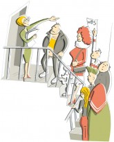 Illustration: Schlange von Wohnungssuchenden