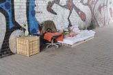 Obdachlosen-Lager auf dem Bürgersteig