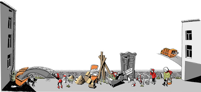 Illustration zu Sperrmüll im Hof Illustration zu Sperrmüll im Hof