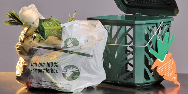 Biomüll in kompostierbarem Beutel