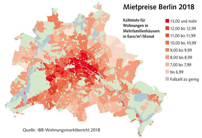 Grafische Übersicht zu den Berliner Mietpreisen