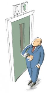 Illustration: Warten auf den Aufzug Illustration: Warten auf den Aufzug