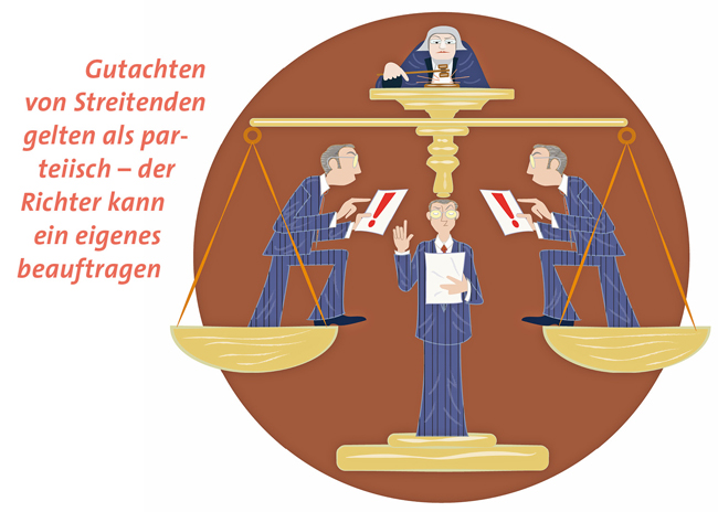 Illustration zur gerichtlichen Auseinandersetzung Illustration zur gerichtlichen Auseinandersetzung
