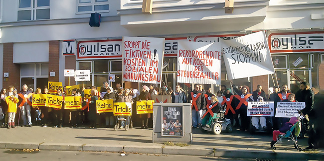 Demonstration gegen Finanzierungsmissstände im Sozialen Wohnungsbau