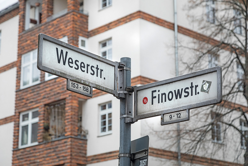 Straßenschild Weser- und Finowstraße