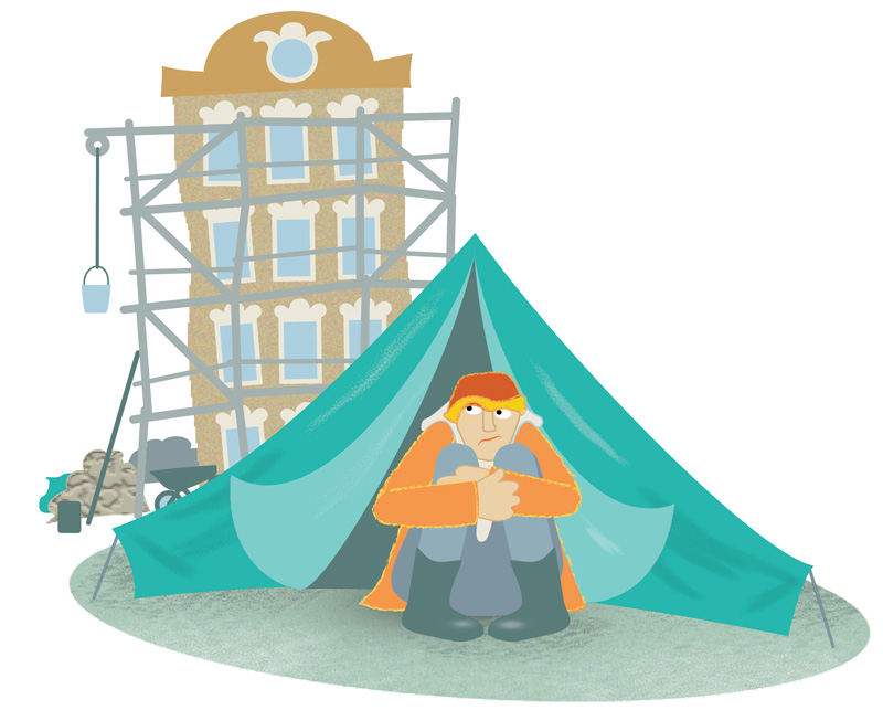 Illustration: Ersatzunterkunft Zelt