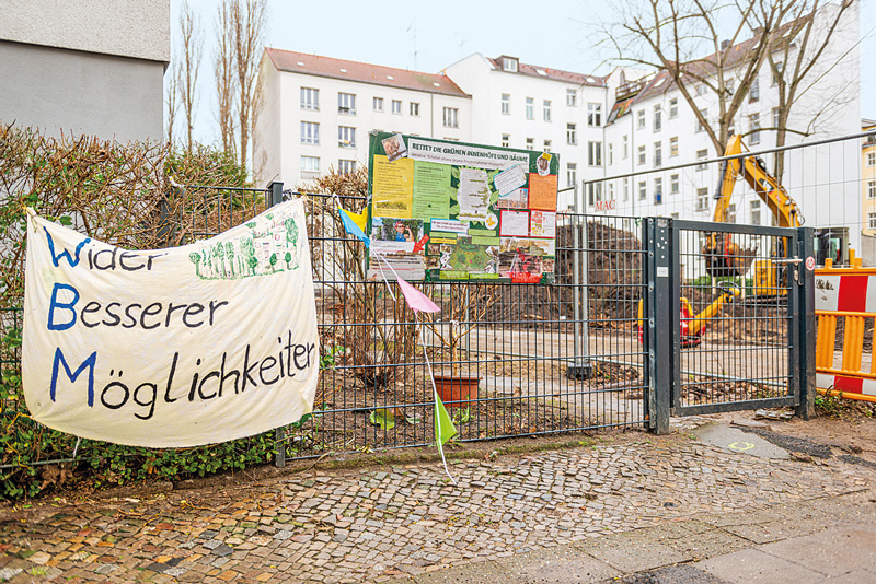 Protestplakat gegen die Nachverdichtung in der Pintschstraße