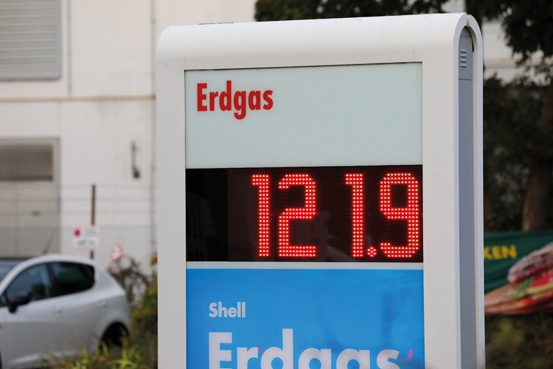 Tankstellen-Preisanzeige für Erdgas