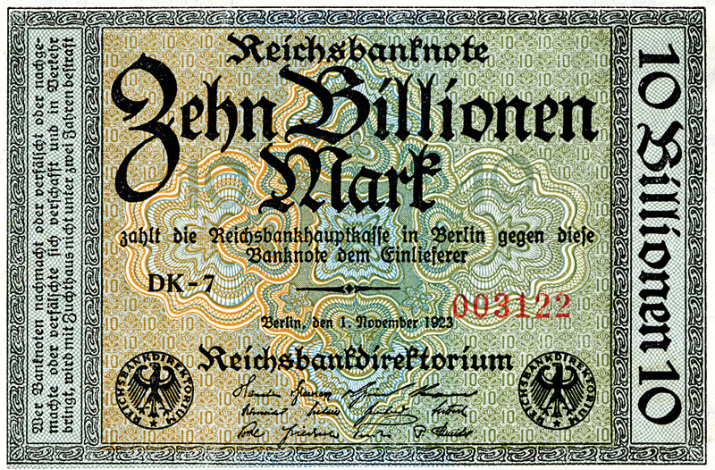 Reichsbanknote über 10 Billionen Mark
