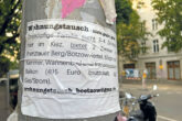 Wohnungstausch-Zettel am Betonpfeiler