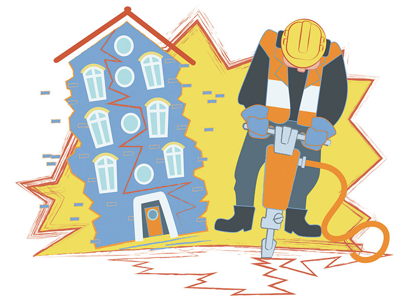 Illustration zur Arbeit mit Presslufthammer Illustration zur Arbeit mit Presslufthammer