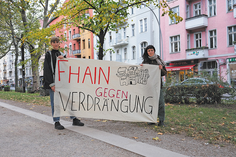 Protestplakat ,Fhain gegen Verdärngung' Protestplakat ,Fhain gegen Verdärngung'