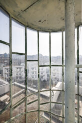 Verglastes Treppenhaus, Blick von innen nach außen